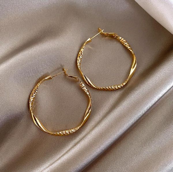 

new trendy circle geometric round ear hoop charm lady gold metal earrings party jewelry unusual gifts for women girls accessories6279670, Golden