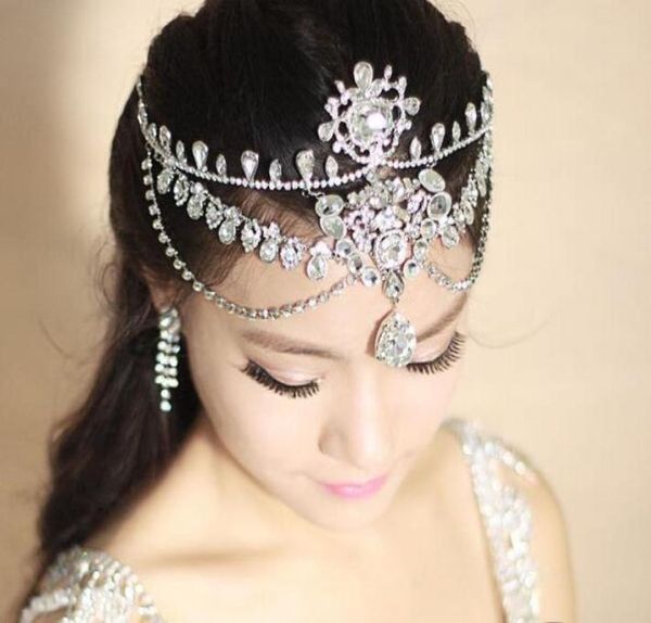 

crystal headpieces wedding hair accessories bridal shining crown luxury rhinestone frontlet eyebrows korean style4300884, Silver