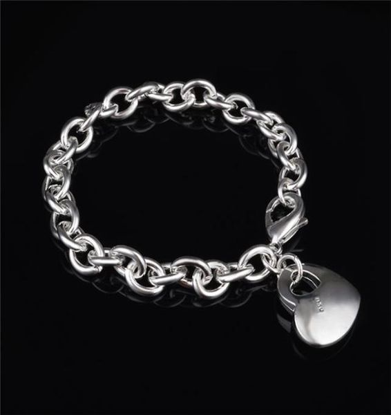 

2015 new design 925 silver heart pendant bracelet fashion jewelry valentine039s day gift for girls 1189814, Black
