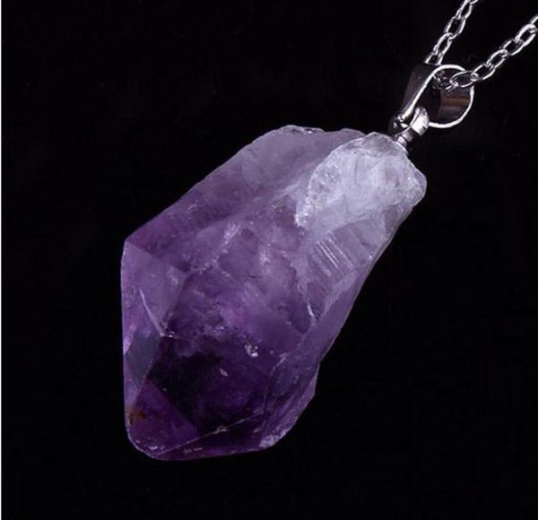 

whole 10pcs silver plated natural druzy amethyst stone random shape pendant necklace charm jewelry38465395500407