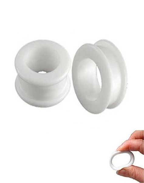 

white flexible flesh tunnel ear expander plugs silicone soft ear piercing 090699, Slivery;golden