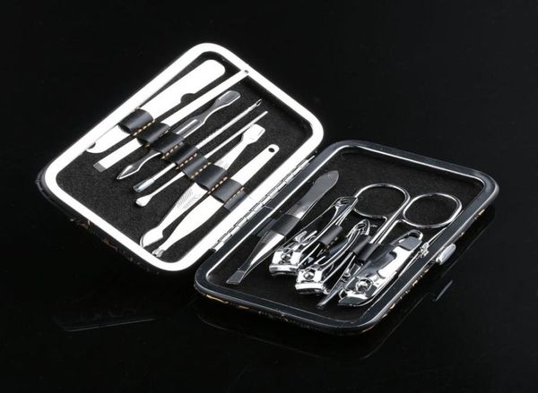 

leopard pattern box 12 in 1 portable stainless steel personal manicure set mini nail cutter nail pedicure set nail clippers8480353
