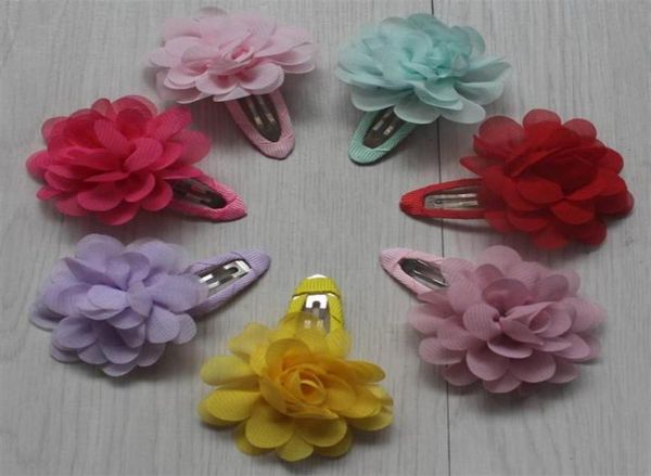 

30pcs 5cm handmade chiffon fabric hair clip flower for girls hair accessories baby hair clip flowers chiffon flower for girls274s6314131, Slivery;white