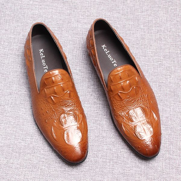 

mens crocodile pattern loafers genuine leather black brown business dress shoes for men handmade slip on male oxford shoes