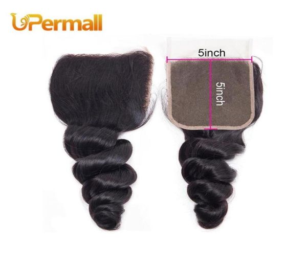 

upermall virgin brazilian transparent swiss lace closure 5x5 loose wave human hair middle three part 12 14 16 18 20 22 2410792894925243, Black