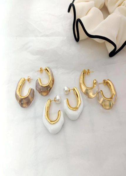

dangle geometric hoop earrings for women simple u shape clear resin earring vintage party fashion jewelry punk multicolor huge ea8761171, Silver