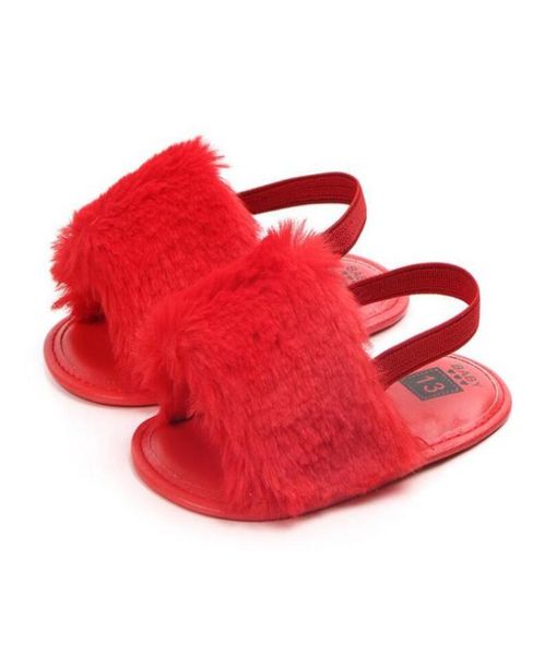 

2021 912 months baby girl sandals plush solid shoes 5 colors for 125cm feet length nice wear in summer 120276665960, Black;red