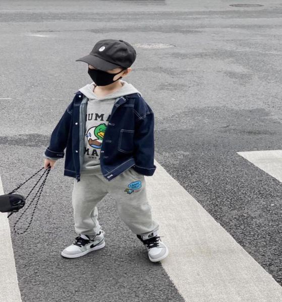 

spring autumn boys and girls sportswear clothing sets kids casual loose hoodies with pants set tracksuit 2 piece1017973, White