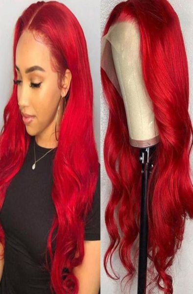 

red long wavy synthetic wigs for women body wave middle part wig party natural wigs heat resistant32757981542870, Black