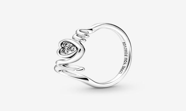 

100 925 sterling silver mom pave heart ring for women wedding rings fashion jewelry accessories8672637, Slivery;golden