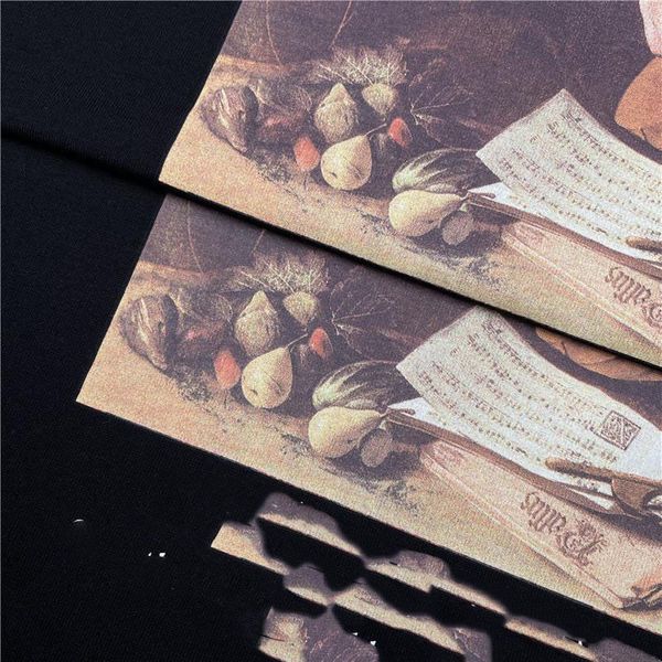 

mens black tshirts deisngers t shirt summer tshirt american fashion brand black pianist oil painting printing men's and women's eu, White;black