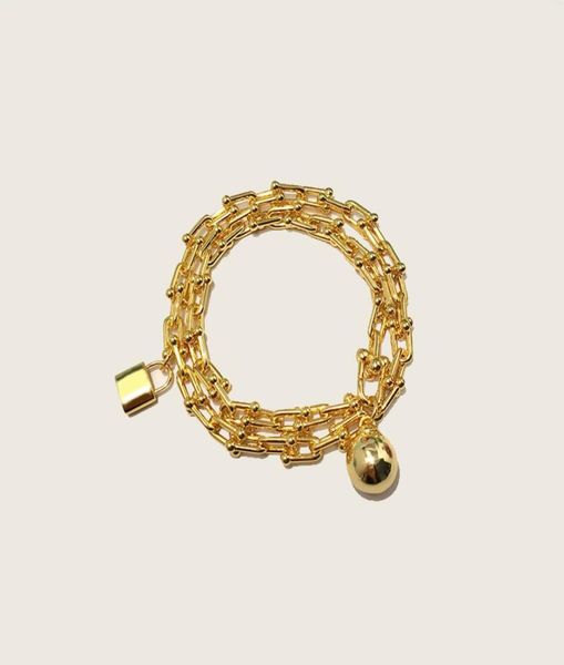 

high edition hardwear wrap bracelets graduated bracelet charms double link pendant mothers039 day gift 18k gold plated designer7131840, Golden;silver