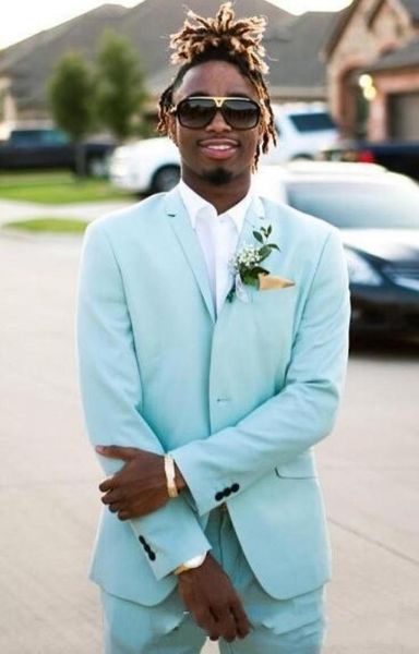 

2019 mint green mens suits slim fit two pieces beach groomsmen wedding tuxedos for men peaked lapel formal prom tuxedos suit jack1641308, Black;gray