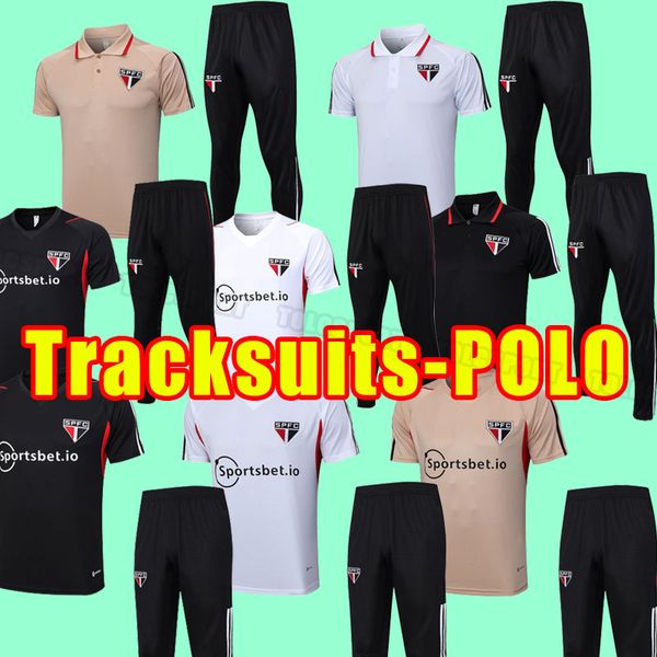 

23/24 sao paulo soccer tracksuits 2023 2024 dani alves men uniforms luciano igor gomes pablo camisa footbal shirt training suits polo, Black