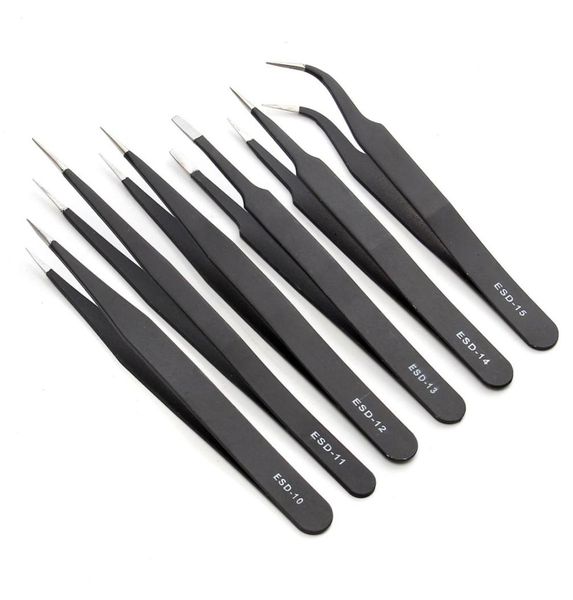 

whole6pcs esd safe antistatic stainless steel tweezers set maintenance watch repair tools kits electronic rework tool set di3844140