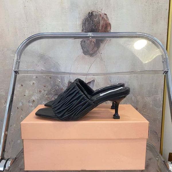 

fashion summer women's sandals pumps famous matelasse mules pump italy simple gift peep toe slingback napa leather design comfor high h, Black