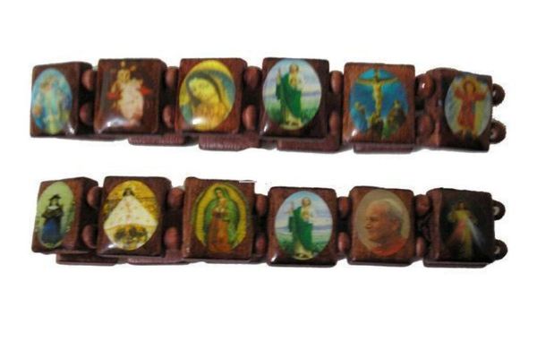

72pcs wood religious jesus bracelet rosary stretch new fashion wooden religious bracelets mix4112695, Black