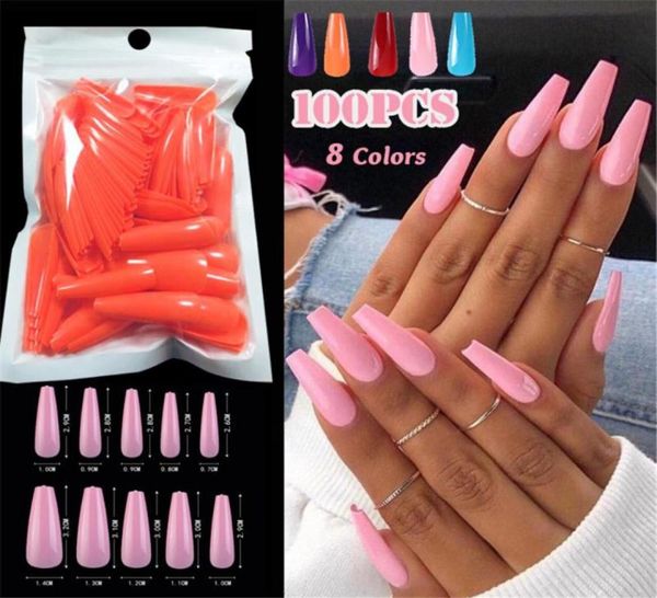 

100pcsbag fake matte nail solid color manicure false nails full cover for short decoration press on nails art fake extension3105495, Red;gold