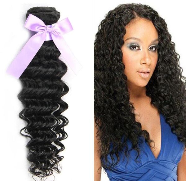 

deep wave brazilian remy human hair weave 3 bundles brazilian virgin human hair bundles virgin human hair extensions67137588515310, Black