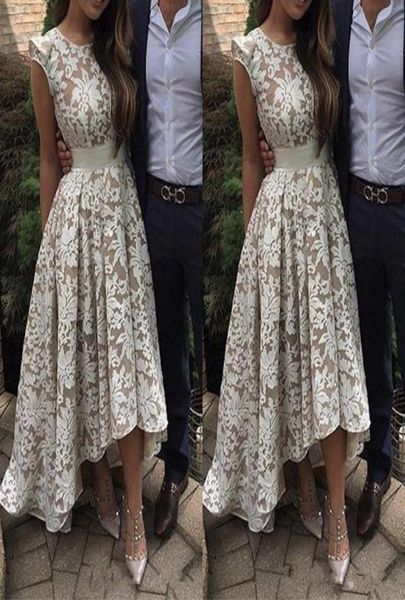 

2021 new elegant cap sleeves high low evening dresses white champagne lining lace appliques formal party prom gowns custom made4469963, Black