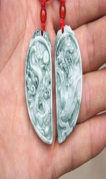 

beautiful natural blue field color jade handcarved exquisite dragon and phoenix match lovers039 money talisman neckla8923765, Silver