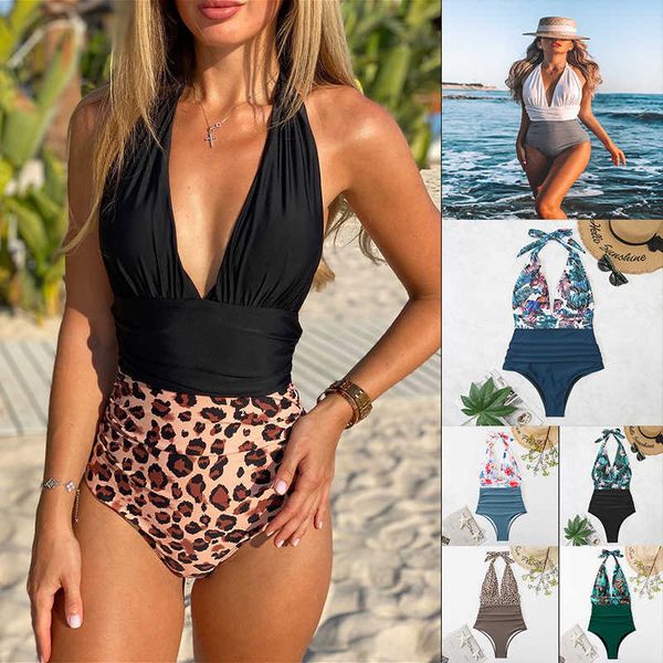 

new swimsuit women's one-piece backless color matching belly covering bikini swimsuit, White;black