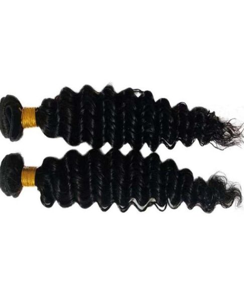 

whole single donor cuticle aligned hair raw indian deep wave bulk bundles natural color 1b95305102227393, Black