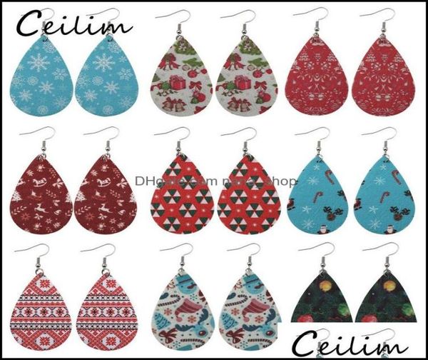 

charm earrings jewelry new christmas pu leather snow man tree dangle earring for women bohemian vintage teardrop fashion drop deli8738362, Golden