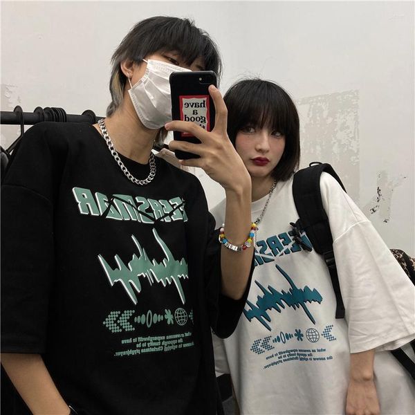 

men's t shirts harajuku high street letters graffiti printed t-shirt clothes men couples fashion hip hop retro streetwear grunge, White;black