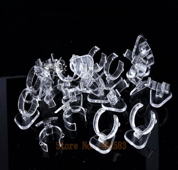 

100 pcs clear view elasticc circle plastic ring display stand holder rack tabledecoration stand mx2008107128563, Black