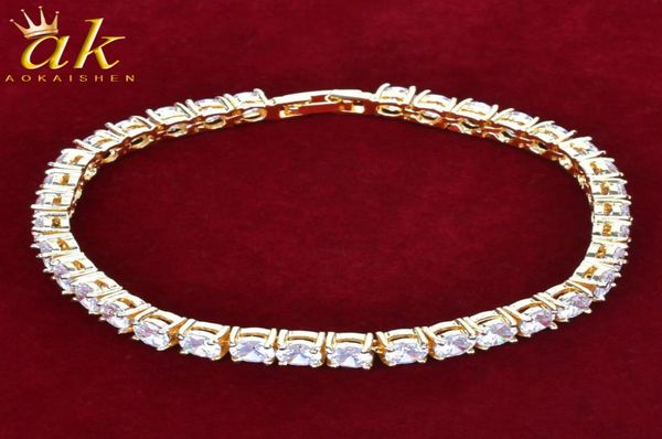

icedout fashion tennis chain bracelet gold color copper bling zircons charms women men hip hop jewelry3431383, Golden;silver