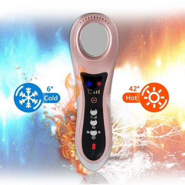 

electric anti aging skin rejuvenation tightening device ultrasonic cryotherapy spa facial massager face lifting cold hammer9936752, Black;white