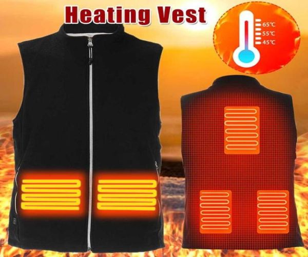 

usb heated vest jacket softshell 5 carbon fiber heating pad warm plush coat winter thermal clothing for ski hiking4415500, Gray;blue