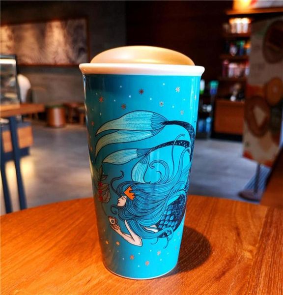 

starbucks mermaid goddess meet unexpectedly in the sea coffee cup blue double insulation ceramics mug out dooor incar accompanyin7023884