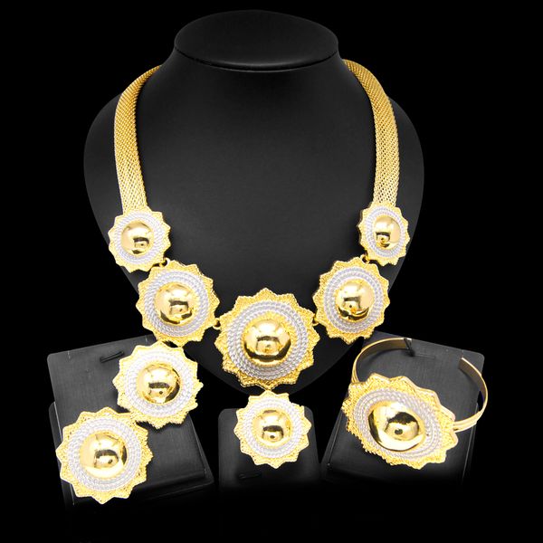 

yulaili manufacture 18k italian gold jewelry set necklace set unique wedding women dinner jewelry sets, Black