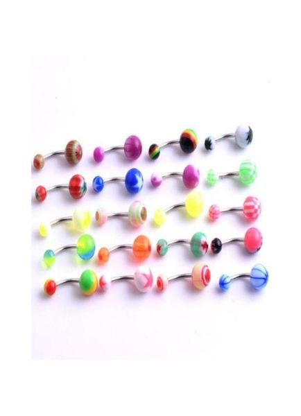 

whole protomtion 100pcs mixed body jewelry set uv flexible surgical steel resin eyebrow navel belly lip tongue nose piercing b6723075, Silver