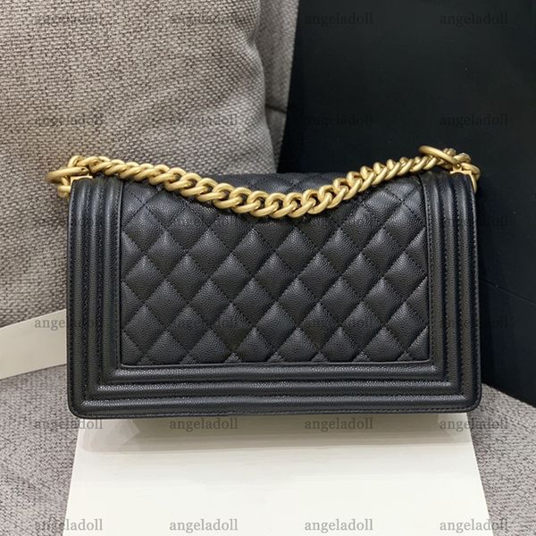 

10a mirror quality designers medium 25cm boy bags womens classic flap bag black quilted purse luxury caviar lambskin handbag crossbody shoul
