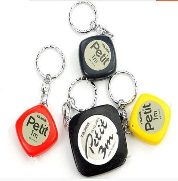 

business promotion gifts quality japan brand mini tape 3 meter1 meter steel flexible rule keychains small ruler portable tape key11348515, Silver