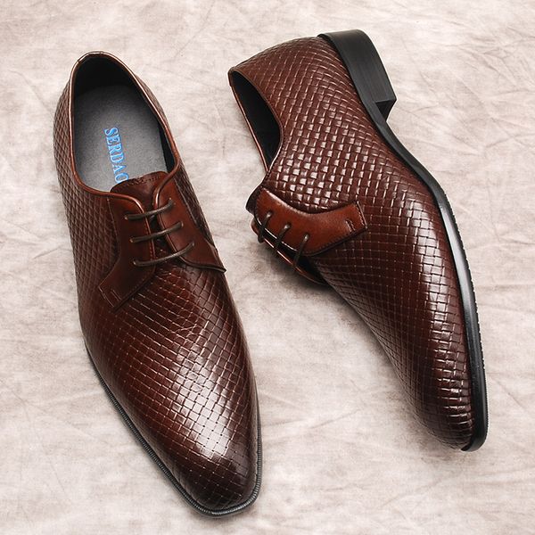 

oxford casual mens shoe genuine cow leather business men dress shoes fashion black burgundy lace up wedding formal shoe