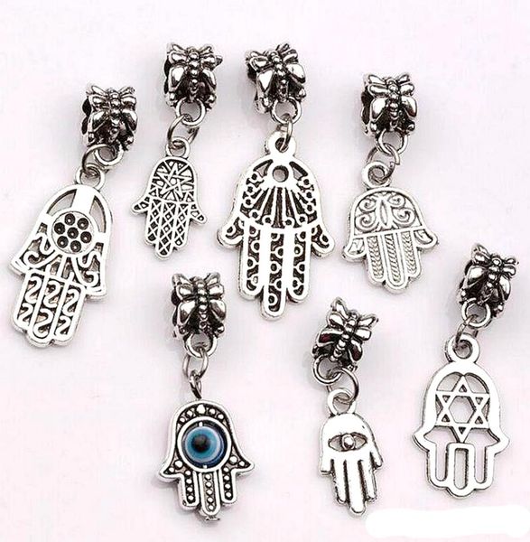 

100pcs antique silver alloy mix hamsa hand charm pendant for jewelry making bracelet necklace diy accessories a3857129014, Bronze;silver