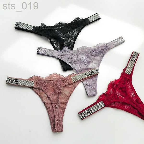 

briefs panties 2023 lace g-string thread cotton thong diamond women's underwear solid color breathable waist size girls briefs plus wom, Red;black