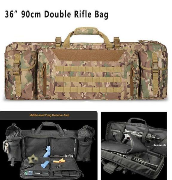 

tactical 36 inch 90cm double rifle bag molle gun case backpack for m4 ak47 carbine airsoft portable bag accessories for hunting q03183244