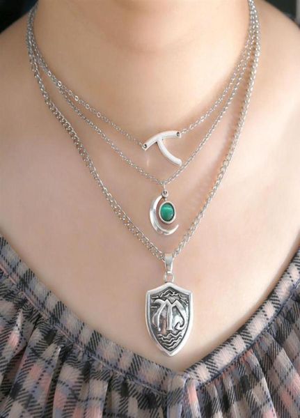 

hope mikaelson legacies layer family crest bone necklace women cosplay jewelry pendant clavicle chain293f7815806, Silver