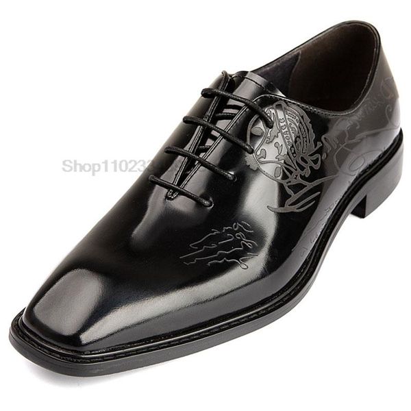 

italy men luxury brand shoes fashion brogue formal black blue lace-up wedding office dress genuine leather oxford shoes for man