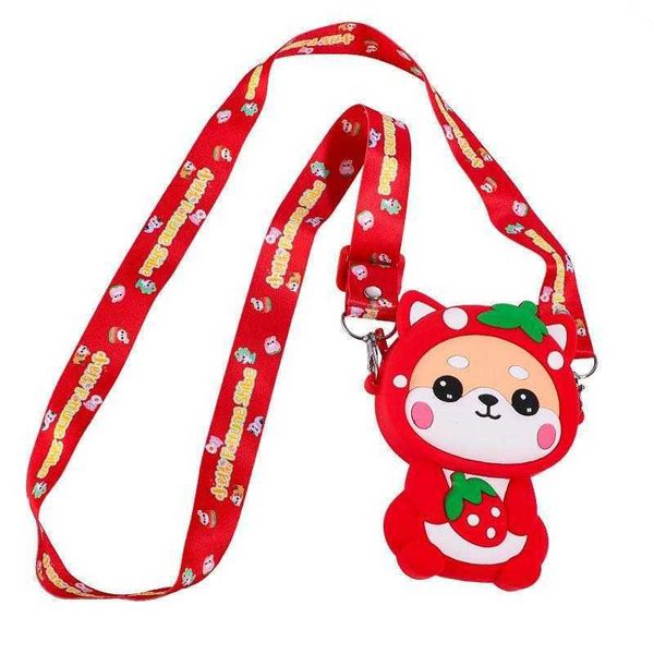 

genuine cartoon silicone xiaocaichai messenger bag womens shoulder large capacity lipstick pack cute coin purse wholesale, Red;black