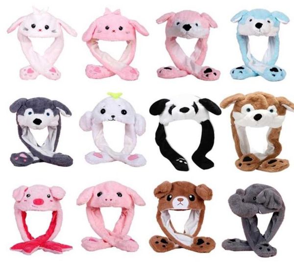 

christmas plush hat ear moving jumping hat santa claus elk ears snowman hats ear moving jumping hat gift for kids 2112289458465, Blue;gray
