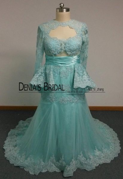 

real prom dresses with keyhole neck and illusion long sleeves and peplum mermaid lace appliqued court train evening gowns dhyz 015813097, Black