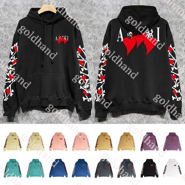 

mens hoodies sweatshirts designer heart shape printed pullover fashion high street autumn winter warm coat hoodies, Black