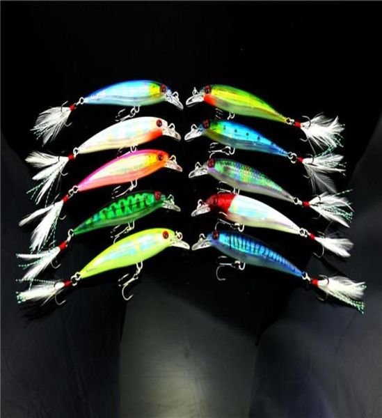 

2018 bass fishing swimbaits lure 9cm 8g walkdog swimming minnow wobbler fishing hook jerkbait with feather1726044