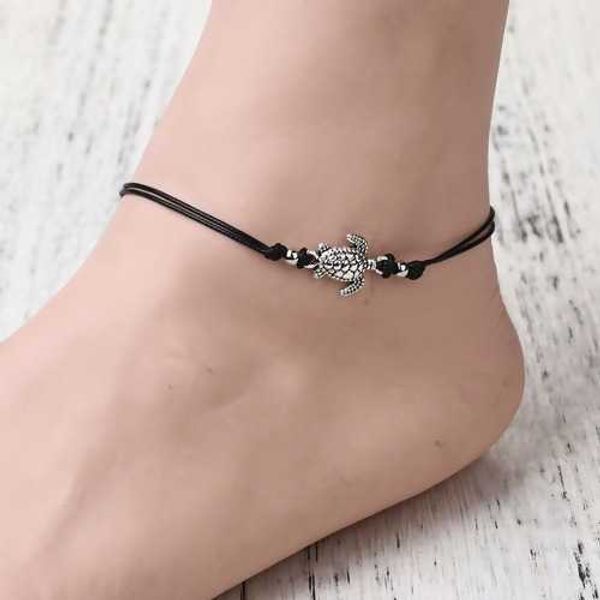 

anklets boho adjustable anklet antique sea turtle animal charm beads chain anklet women summer beach sandals ankle bracelet aa230530, Red;blue